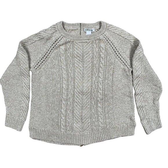 Orvis Knitted Full Zip Chunky Crew Neck Sweater Size Medium - Picture 1 of 4